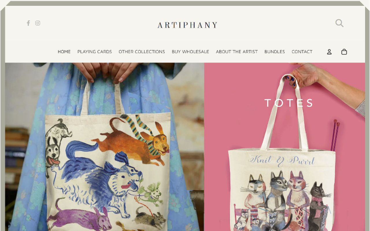 Aperçu de la boutique Shopify réalisée pour Artiphany