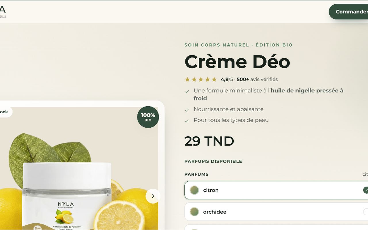 Aperçu de la boutique Shopify réalisée pour NYLA Care
