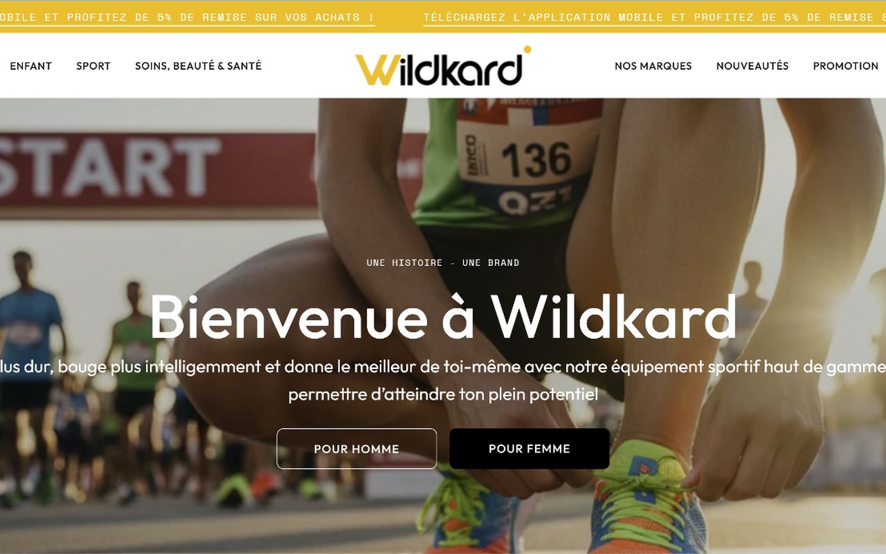 Aperçu de la boutique Shopify réalisée pour Wildkard